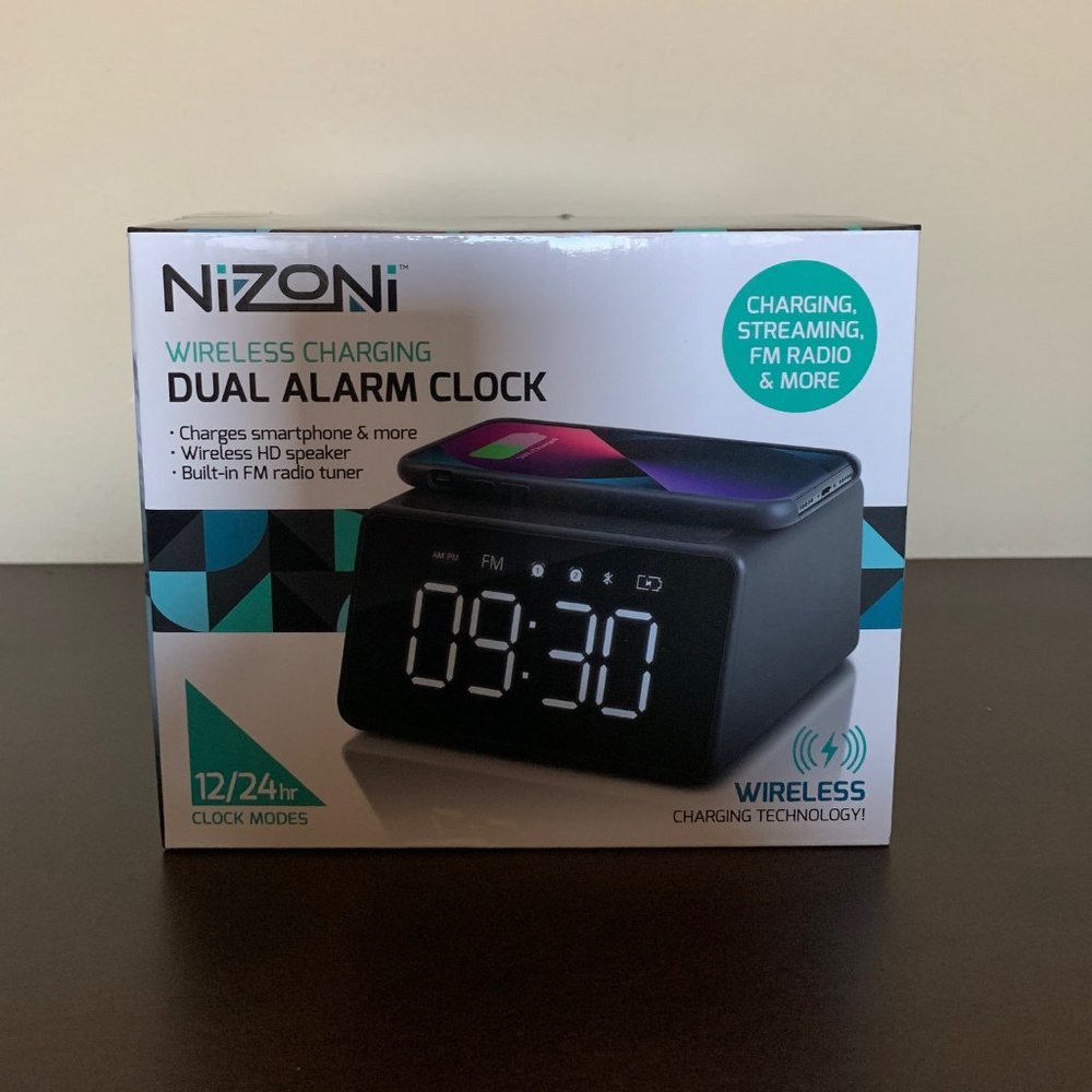 NiZoni Dual Alarm Clock Wireless Charging (NEW)
